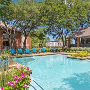 Sparkling pool with beautiful flowers