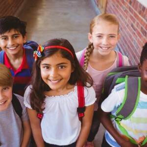 School kids with books